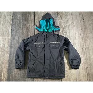 Burton Snowboard Ski Jacket Girls Large Black Hooded Sherpa lined